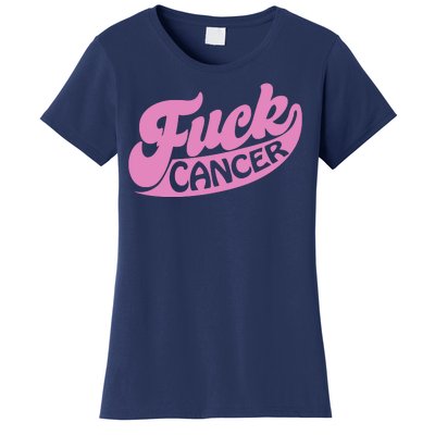 Funny Retro Fck Cancer Logo Breast Cancer Support Women's T-Shirt