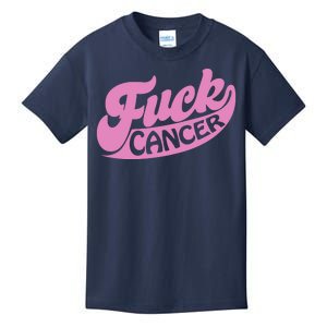 Funny Retro Fck Cancer Logo Breast Cancer Support Kids T-Shirt