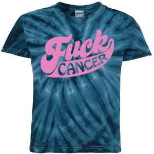 Funny Retro Fck Cancer Logo Breast Cancer Support Kids Tie-Dye T-Shirt