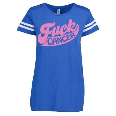 Funny Retro Fck Cancer Logo Breast Cancer Support Enza Ladies Jersey Football T-Shirt