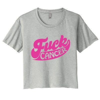 Funny Retro Fck Cancer Logo Breast Cancer Support Women's Crop Top Tee