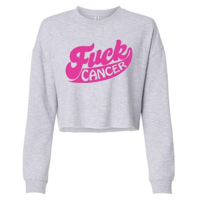 Funny Retro Fck Cancer Logo Breast Cancer Support Cropped Pullover Crew