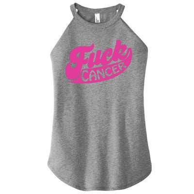 Funny Retro Fck Cancer Logo Breast Cancer Support Women's Perfect Tri Rocker Tank