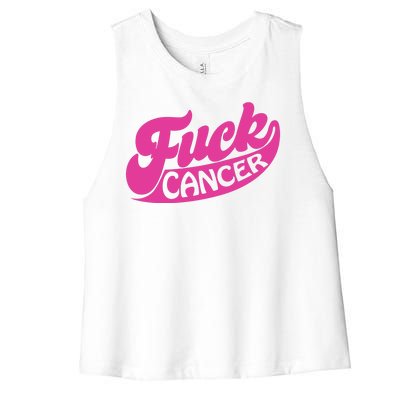 Funny Retro Fck Cancer Logo Breast Cancer Support Women's Racerback Cropped Tank