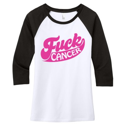 Funny Retro Fck Cancer Logo Breast Cancer Support Women's Tri-Blend 3/4-Sleeve Raglan Shirt