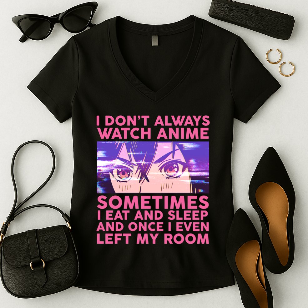 Funny Retro I Don't Always Watch Anime Anime Fan Women's V-Neck T-Shirt
