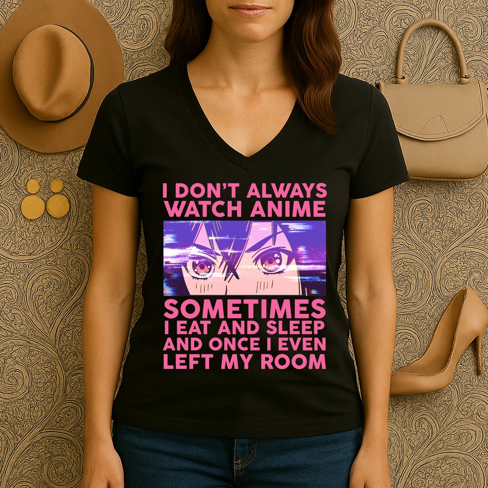 Funny Retro I Don't Always Watch Anime Anime Fan Women's V-Neck T-Shirt