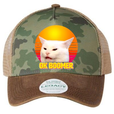 Funny Retro Table Cat OK Boomer Meme Legacy Tie Dye Trucker Hat