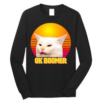 Funny Retro Table Cat OK Boomer Meme Long Sleeve Shirt