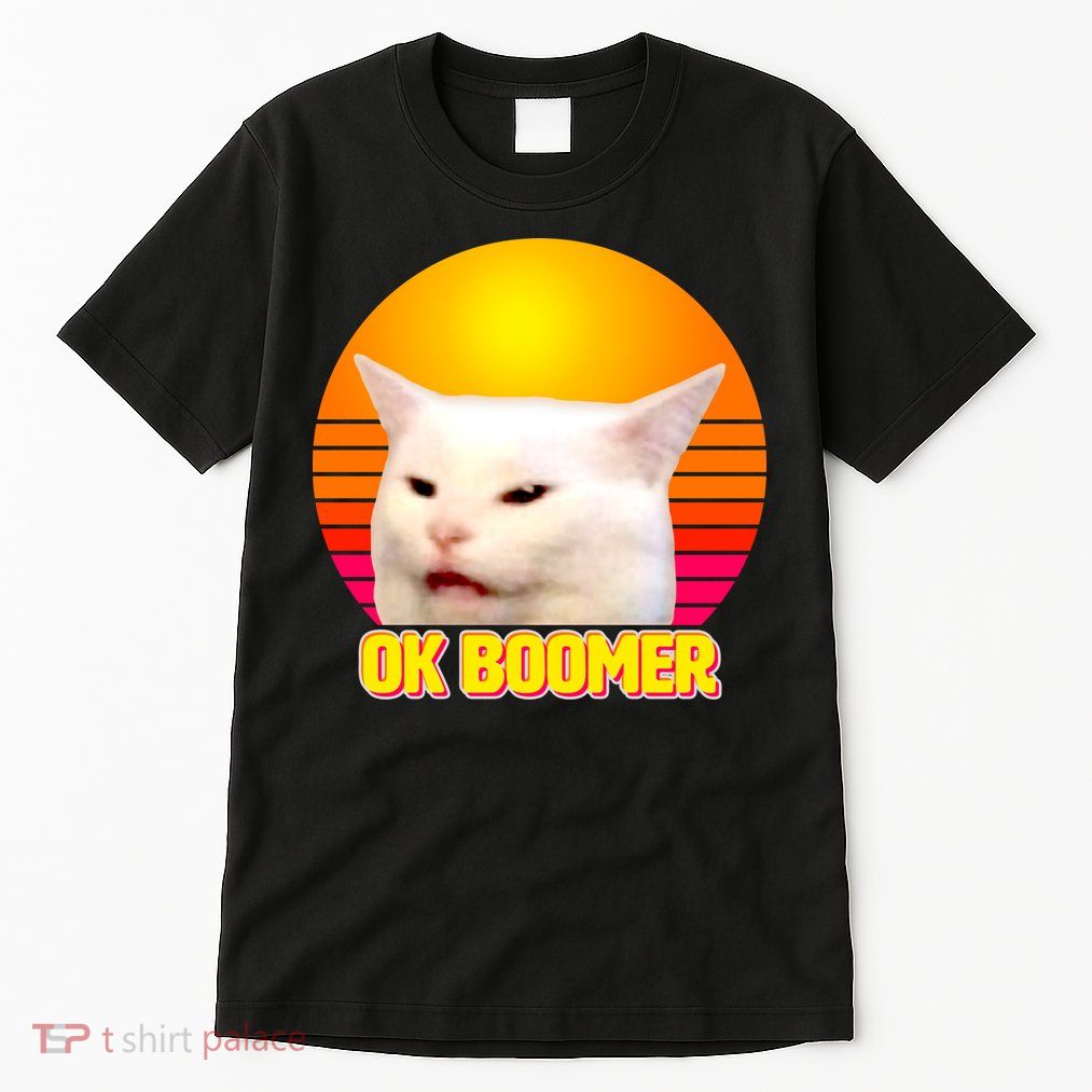 Funny Retro Table Cat OK Boomer Meme Tall T-Shirt