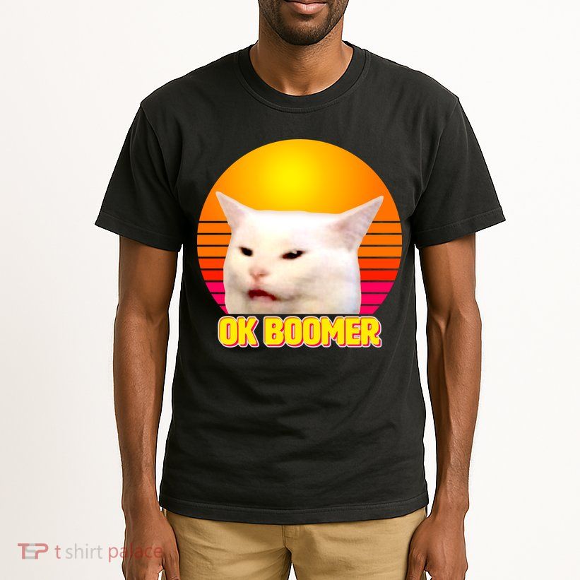 Funny Retro Table Cat OK Boomer Meme Tall T-Shirt