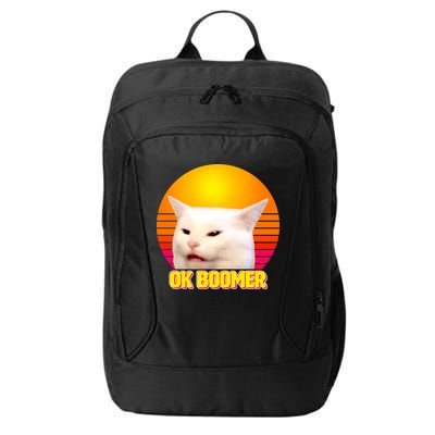 Funny Retro Table Cat OK Boomer Meme City Backpack