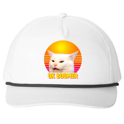 Funny Retro Table Cat OK Boomer Meme Snapback Five-Panel Rope Hat