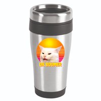Funny Retro Table Cat OK Boomer Meme 16oz Travel Tumbler