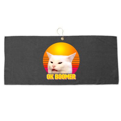 Funny Retro Table Cat OK Boomer Meme Large Microfiber Waffle Golf Towel