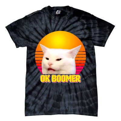 Funny Retro Table Cat OK Boomer Meme Tie-Dye T-Shirt