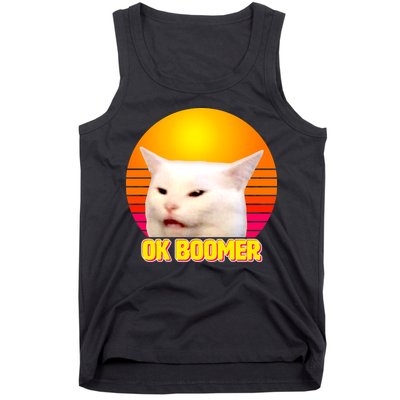 Funny Retro Table Cat OK Boomer Meme Tank Top