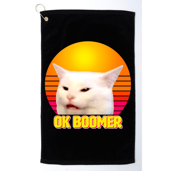 Funny Retro Table Cat OK Boomer Meme Golf Towel