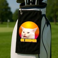 Funny Retro Table Cat OK Boomer Meme Golf Towel