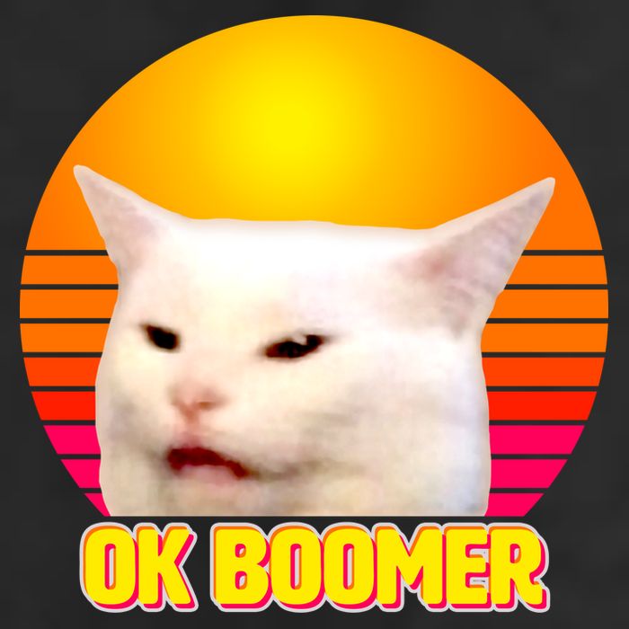 Funny Retro Table Cat OK Boomer Meme Golf Towel