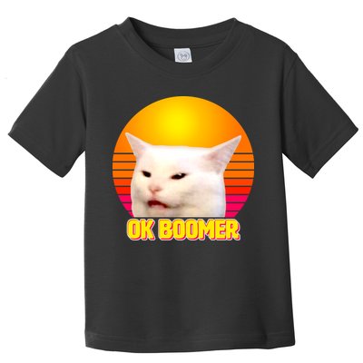 Funny Retro Table Cat OK Boomer Meme Toddler T-Shirt