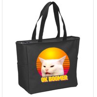 Funny Retro Table Cat OK Boomer Meme Zip Tote Bag