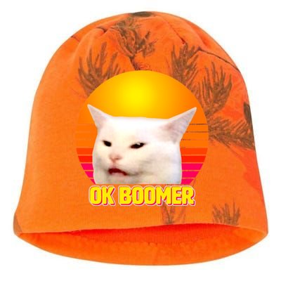 Funny Retro Table Cat OK Boomer Meme Kati - Camo Knit Beanie