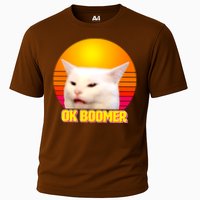 Funny Retro Table Cat OK Boomer Meme Cooling Performance Crew T-Shirt