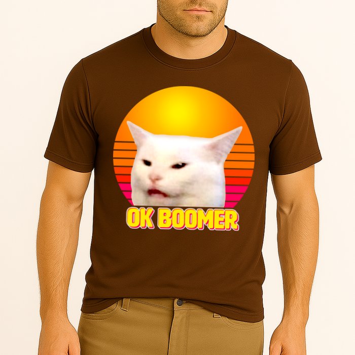 Funny Retro Table Cat OK Boomer Meme Cooling Performance Crew T-Shirt
