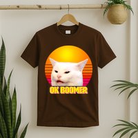 Funny Retro Table Cat OK Boomer Meme T-Shirt