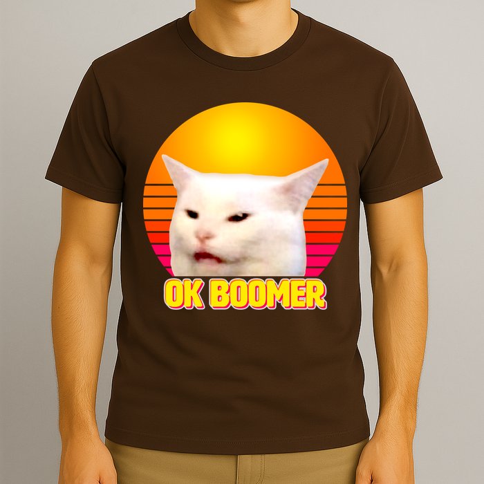 Funny Retro Table Cat OK Boomer Meme T-Shirt