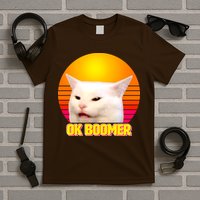 Funny Retro Table Cat OK Boomer Meme T-Shirt