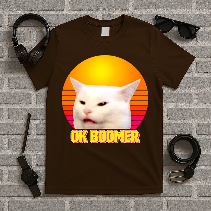 Funny Retro Table Cat OK Boomer Meme T-Shirt