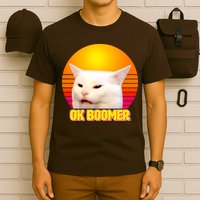Funny Retro Table Cat OK Boomer Meme T-Shirt