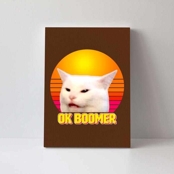 Funny Retro Table Cat OK Boomer Meme Canvas