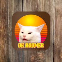 Funny Retro Table Cat OK Boomer Meme Coaster