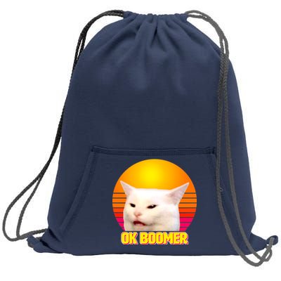 Funny Retro Table Cat OK Boomer Meme Sweatshirt Cinch Pack Bag