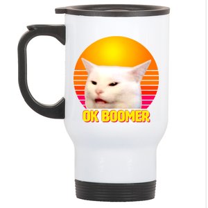 Funny Retro Table Cat OK Boomer Meme Stainless Steel Travel Mug