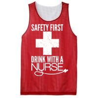 Funny Safety First Drink With A Nurse Mesh Reversible Basketball Jersey Tank