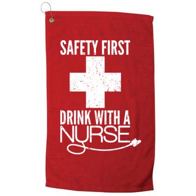 Funny Safety First Drink With A Nurse Golf Towel