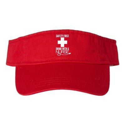 Funny Safety First Drink With A Nurse Valucap Bio-Washed Visor