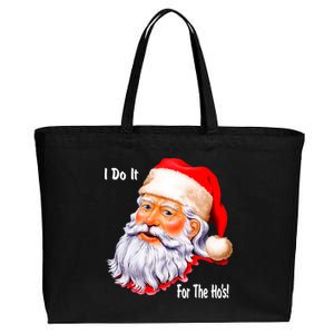 Funny Santa Claus I Do It For The HO'S Christmas Cotton Canvas Jumbo Tote