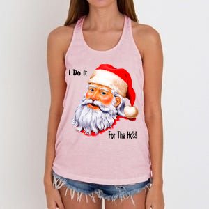 Funny Santa Claus I Do It For The HO'S Christmas Women's Knotted Racerback Tank