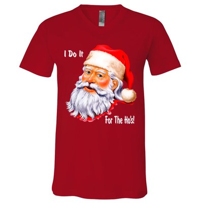 Funny Santa Claus I Do It For The HO'S Christmas V-Neck T-Shirt