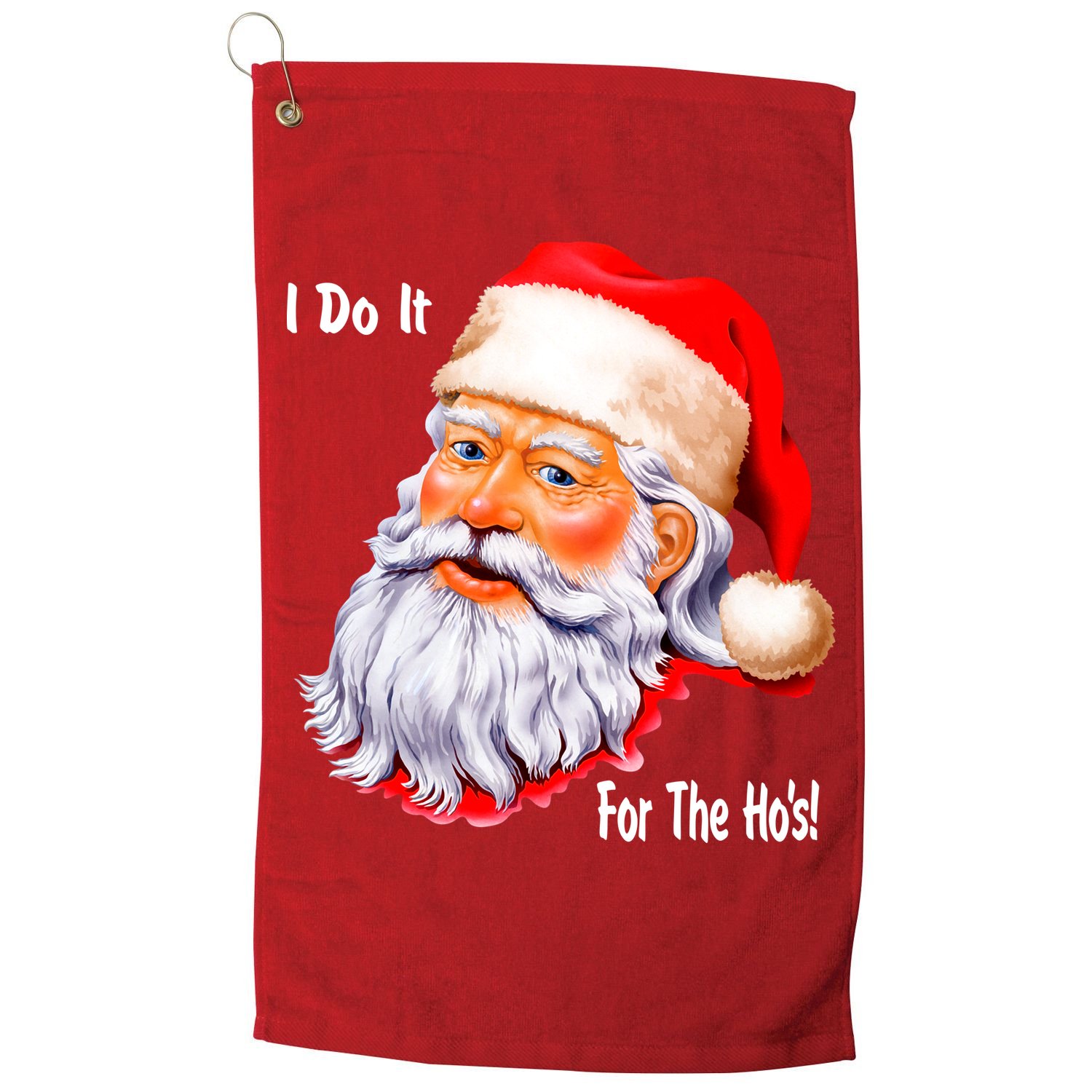 Funny Santa Claus I Do It For The HO'S Christmas Golf Towel
