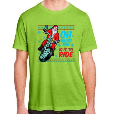 Funny Santa Oh What Fun It Is To Ride Motorcycle Adult ChromaSoft Performance T-Shirt