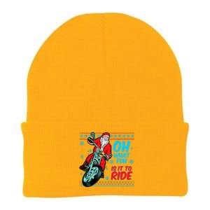 Funny Santa Oh What Fun It Is To Ride Motorcycle Knit Cap Winter Beanie