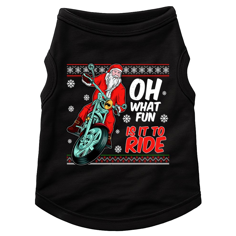 Funny Santa Oh What Fun It Is To Ride Motorcycle Doggie Tank
