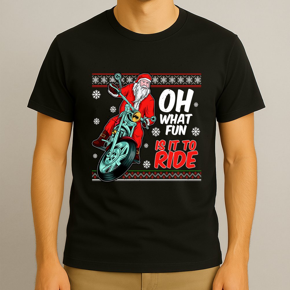 Funny Santa Oh What Fun It Is To Ride Motorcycle T-Shirt