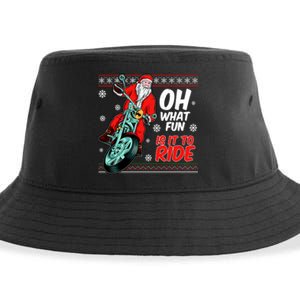 Funny Santa Oh What Fun It Is To Ride Motorcycle Sustainable Bucket Hat